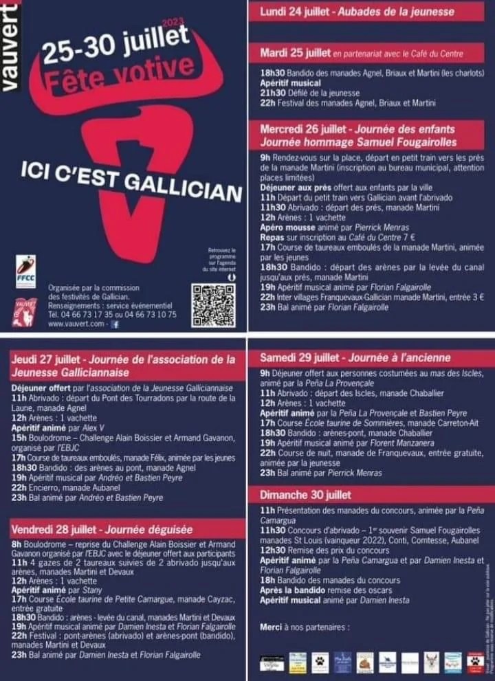 Gard Calendrier des fêtes votives pour la dernière semaine de juillet