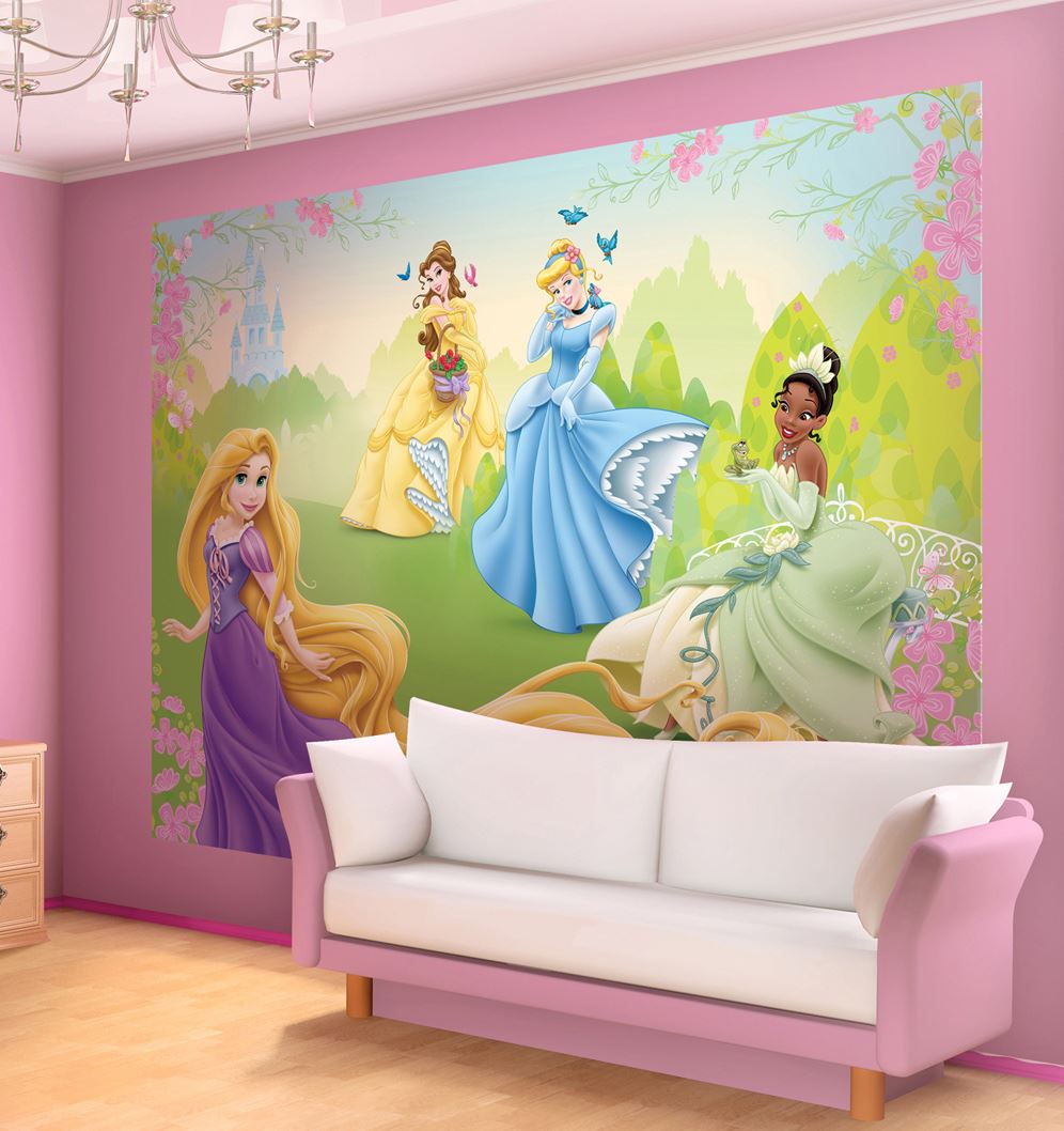 Papier Peint Princesses Disney Belle, Tiana, Raiponce et