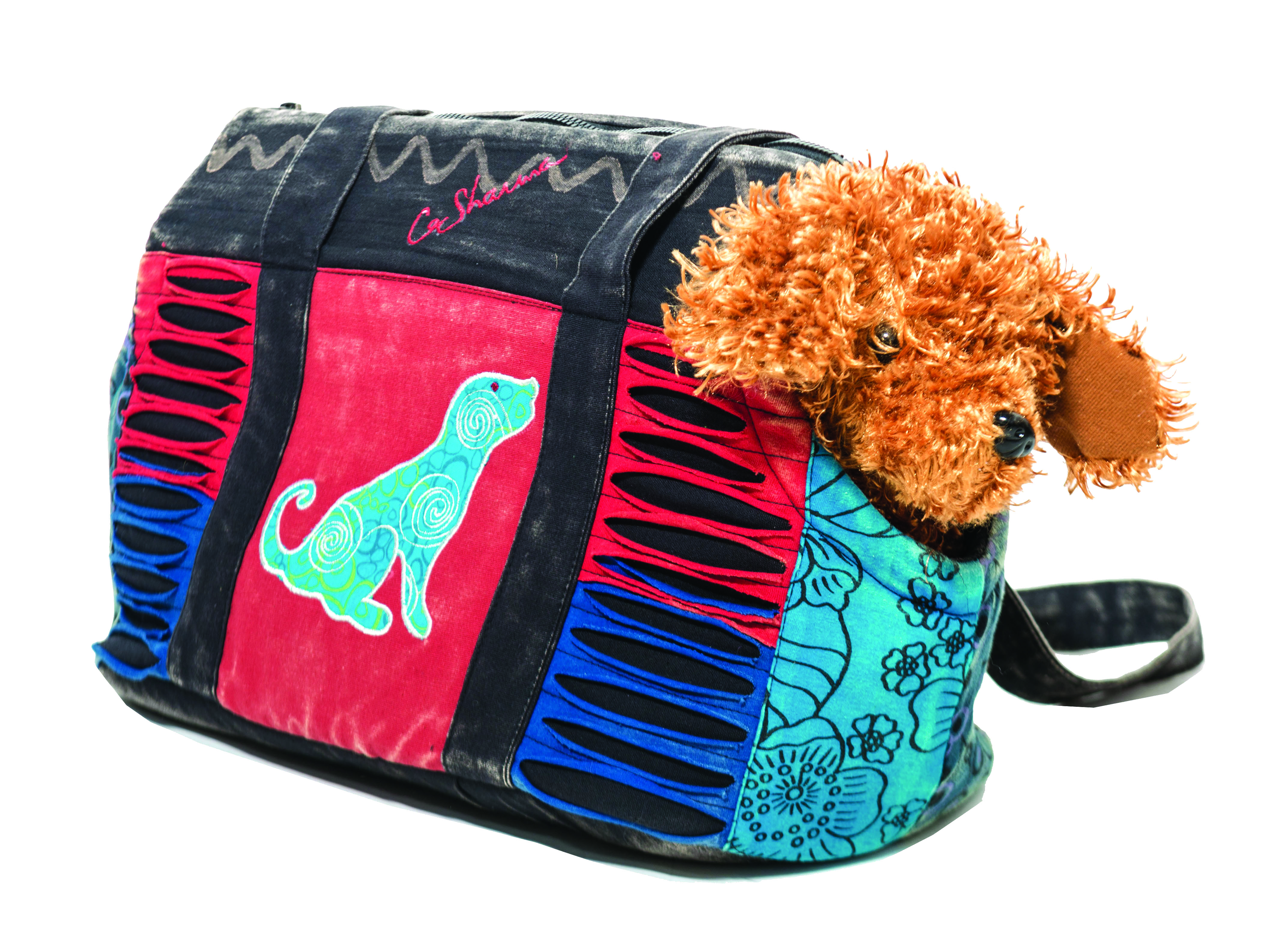 CottonDog Carrier (Black/Dog Print), Handmade with 100 Cotton