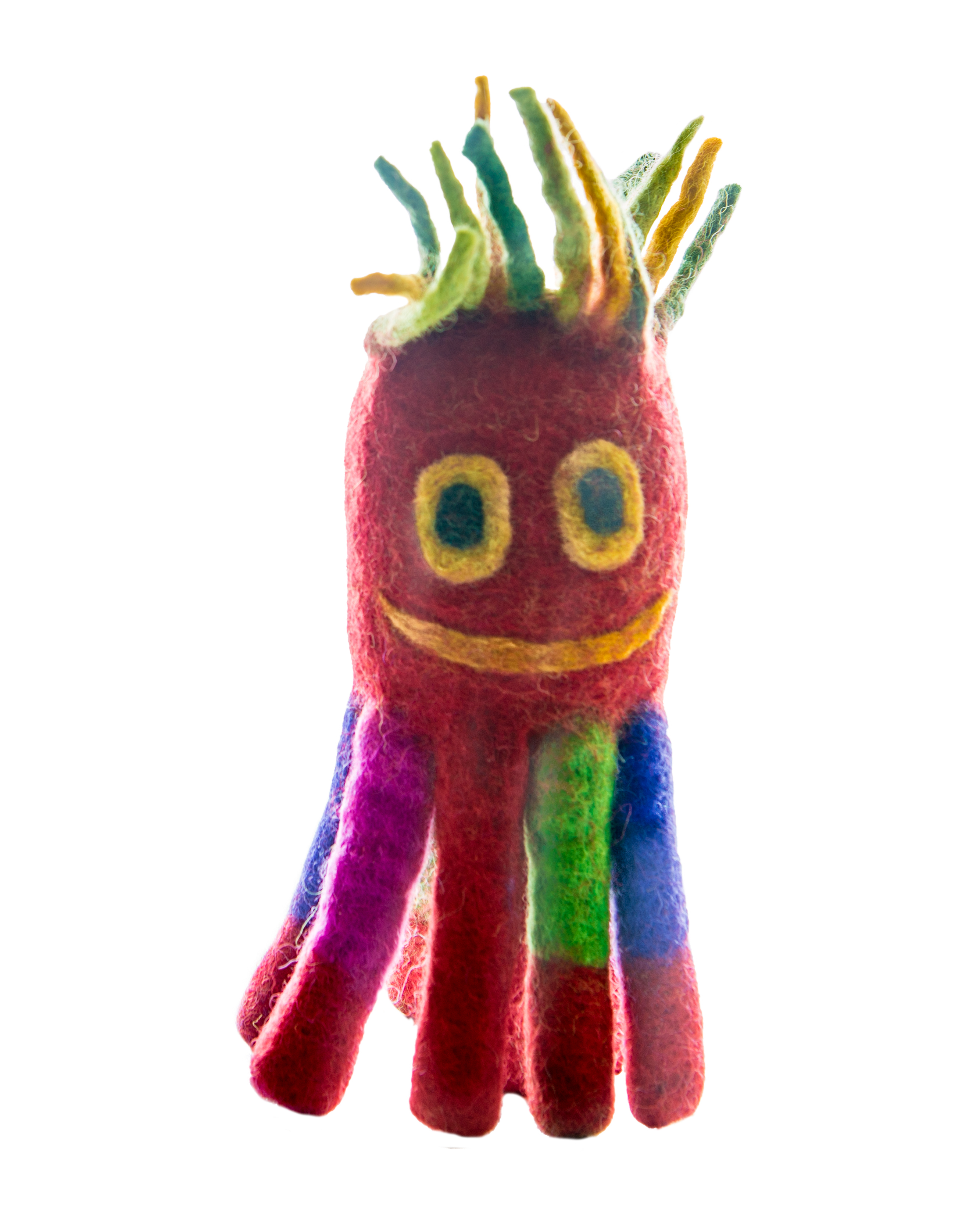 Eco Octopus 11″ (Large) Red Handmade 100 Natural Boiled Wool Organic