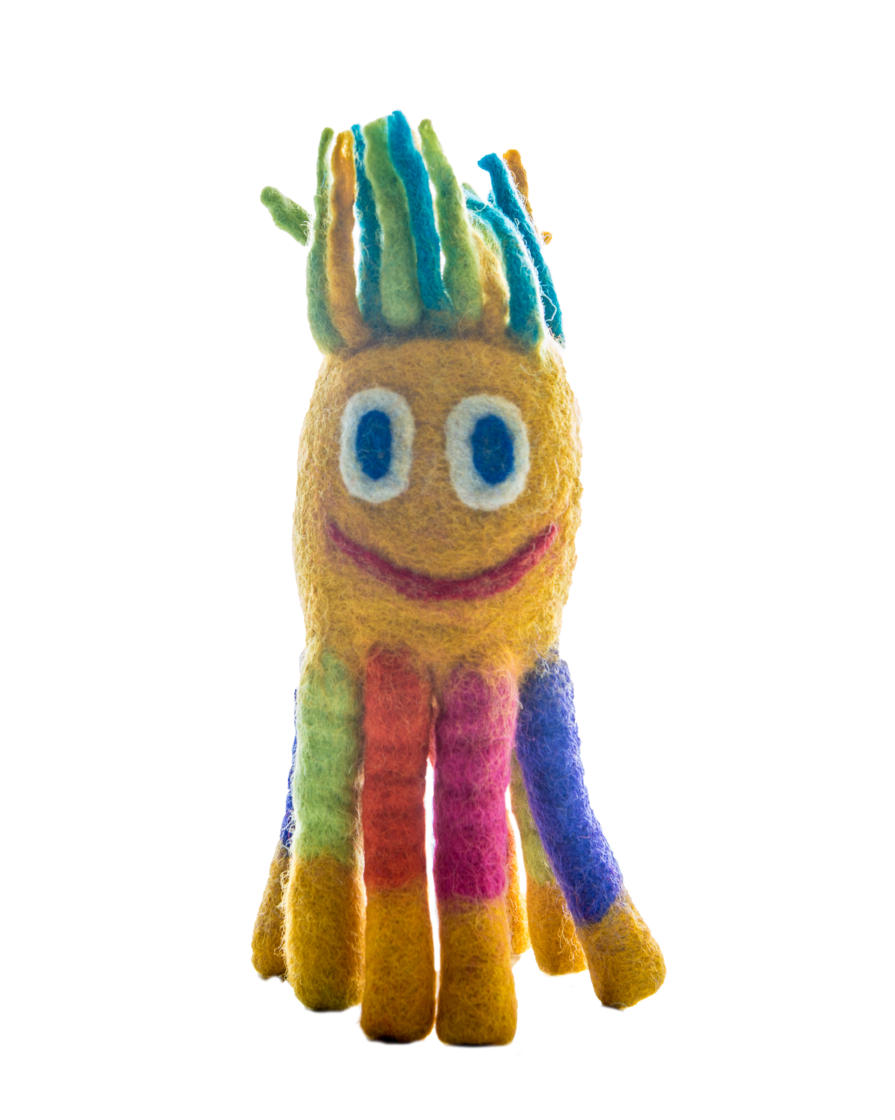 Eco Octopus 11″ (Large) Yellow Handmade 100 Natural Boiled Wool