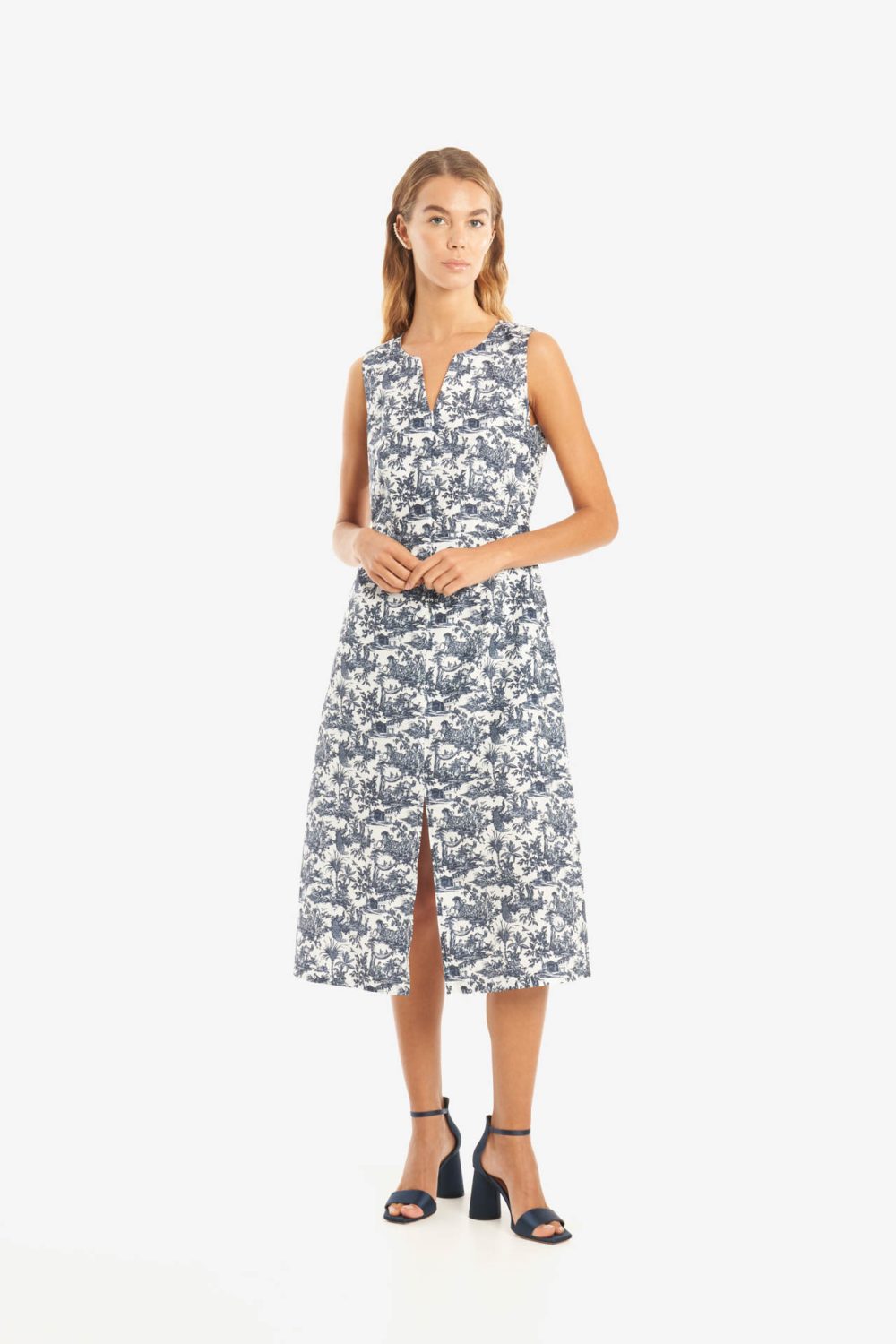 Robe fourreau en taffetas imprimé Toile de Jouy Achira L'Essentiel par MF