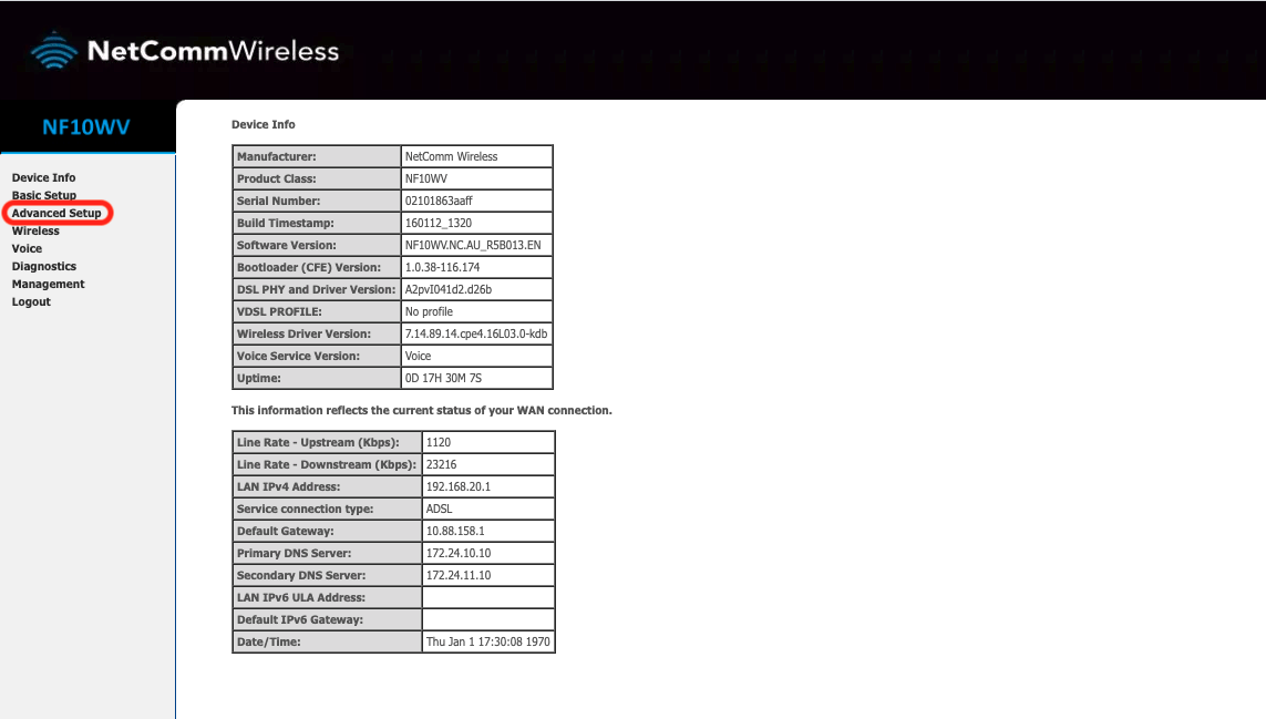 How to setup your NF10WV modem for nbn