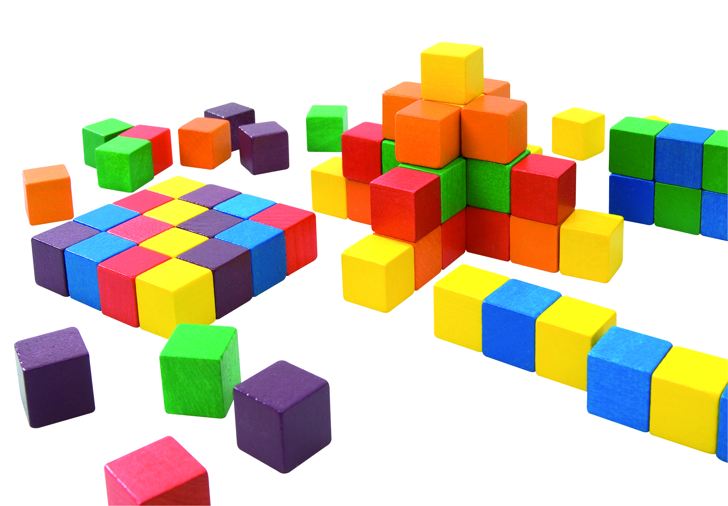 Colourful Wooden Cubes (100) Lets Educate