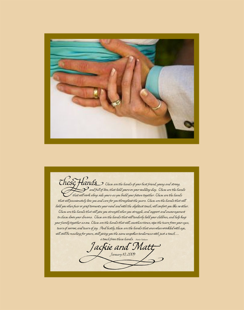 These Hands Wedding Poem Personalized Calligraphy Gift