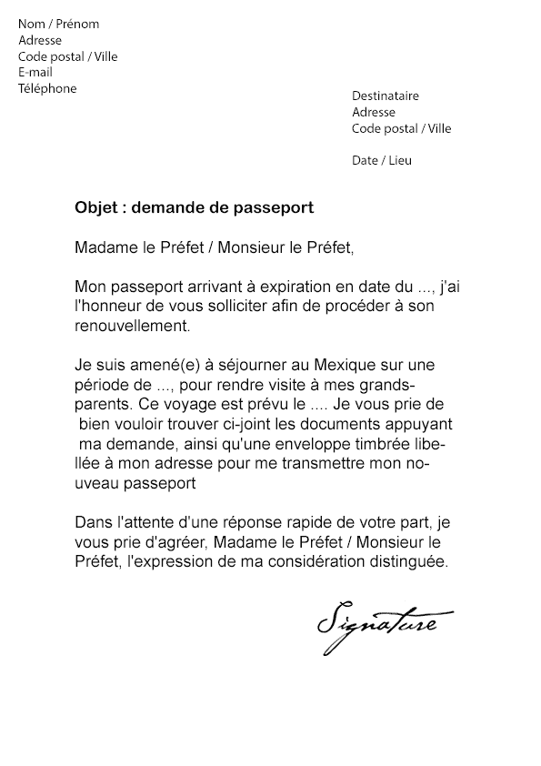 modele de courrier adresse au prefet
