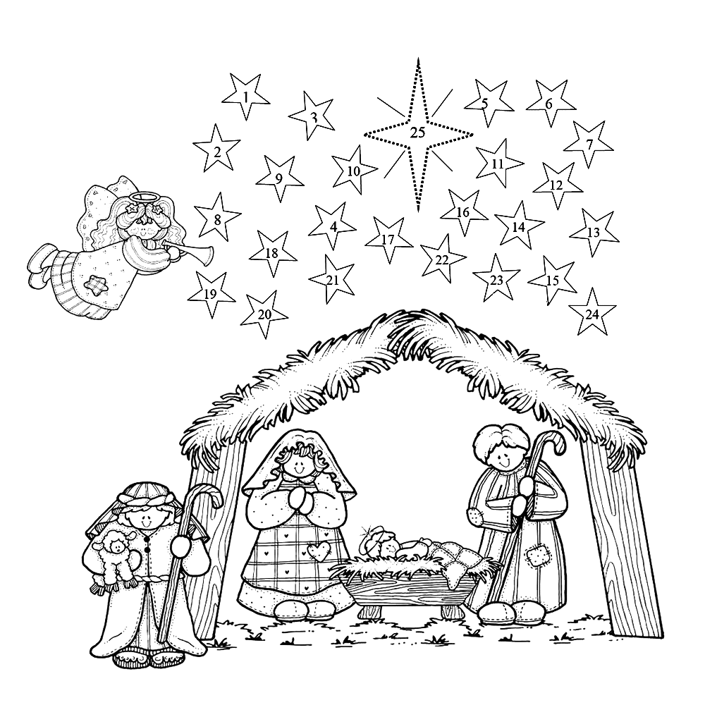 Kleurplaten Kerststalletje
