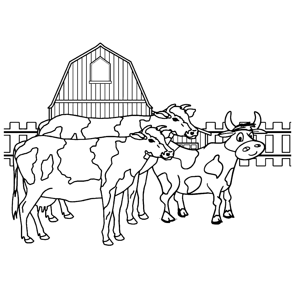 Kleurplaat boerderij 26 allerleukste boerderij kleurplaten. Leuk voor kids - Koeien bij de boerenschuur