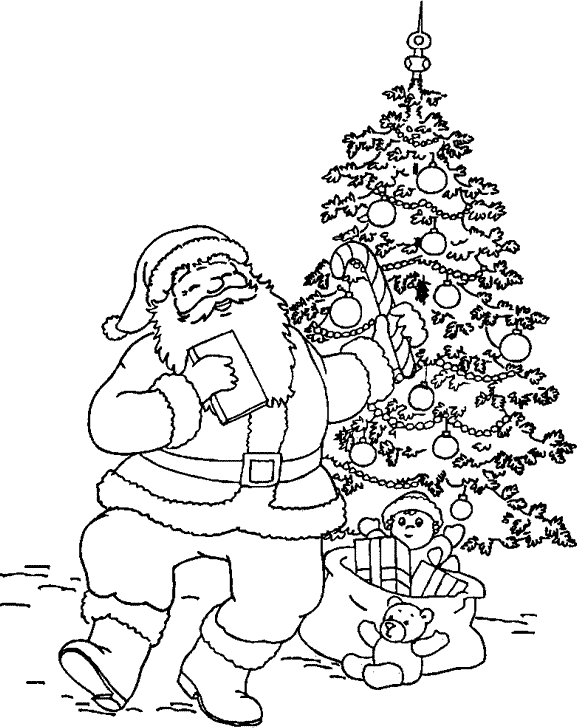 Leuk voor kids De Kerstman bij de kerstboom