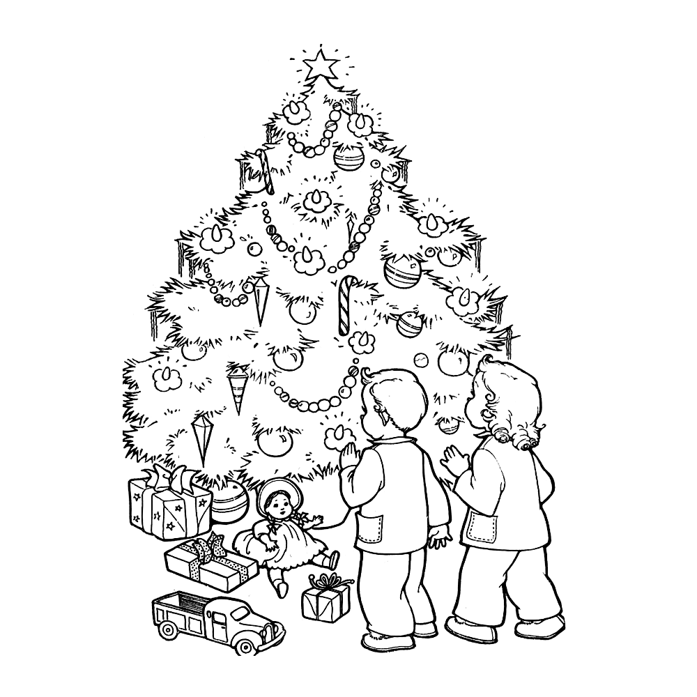 Leuk Voor Kids Broer Zus Bewonderen De Mooie Versierde Kerstboom