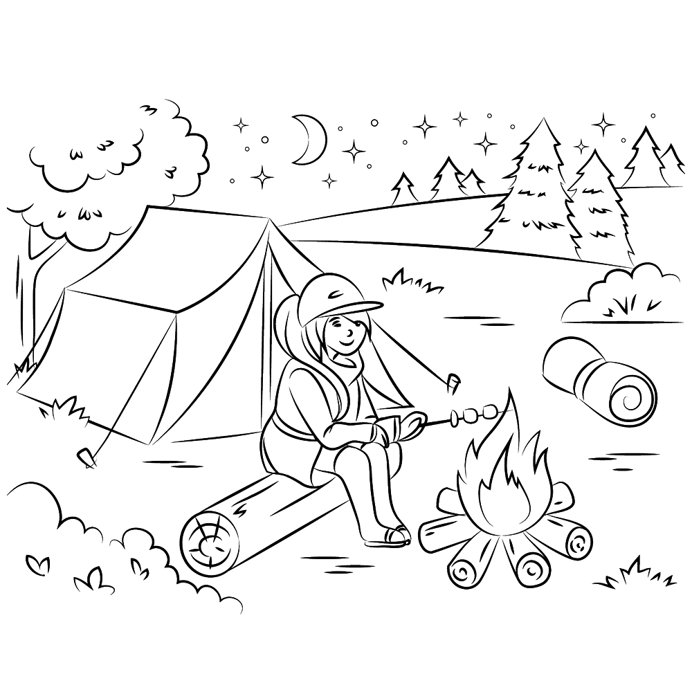 Leuk Voor Kids Slapen In Een Tent Zitten Bij Het Kampvuur