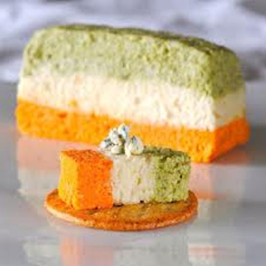 Tricolor Vegetable Terrine with Red Pepper Sauce Recipe. White