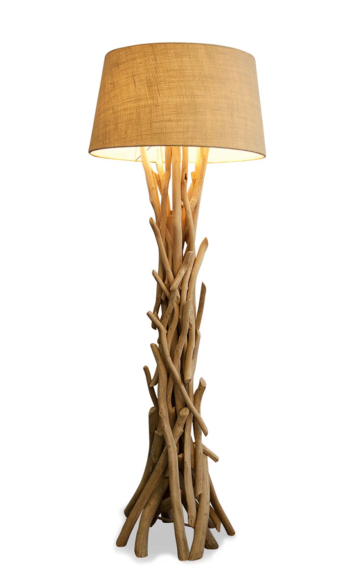 Lampe Stehlampe 155cm Holz Holzlampe Unikat natur Treibholz Stand