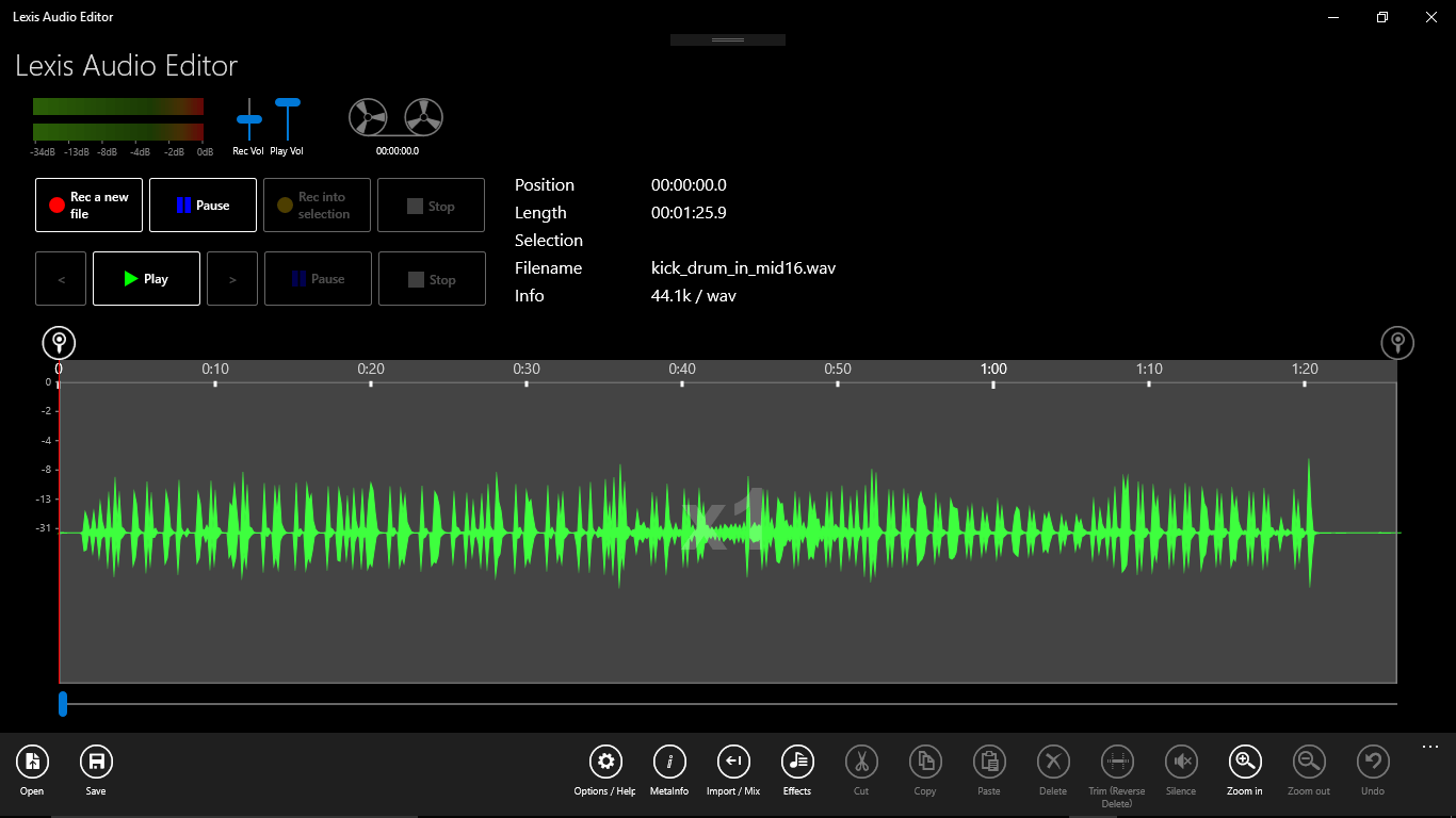 Mix two audio files Windows Lexis Audio Editor