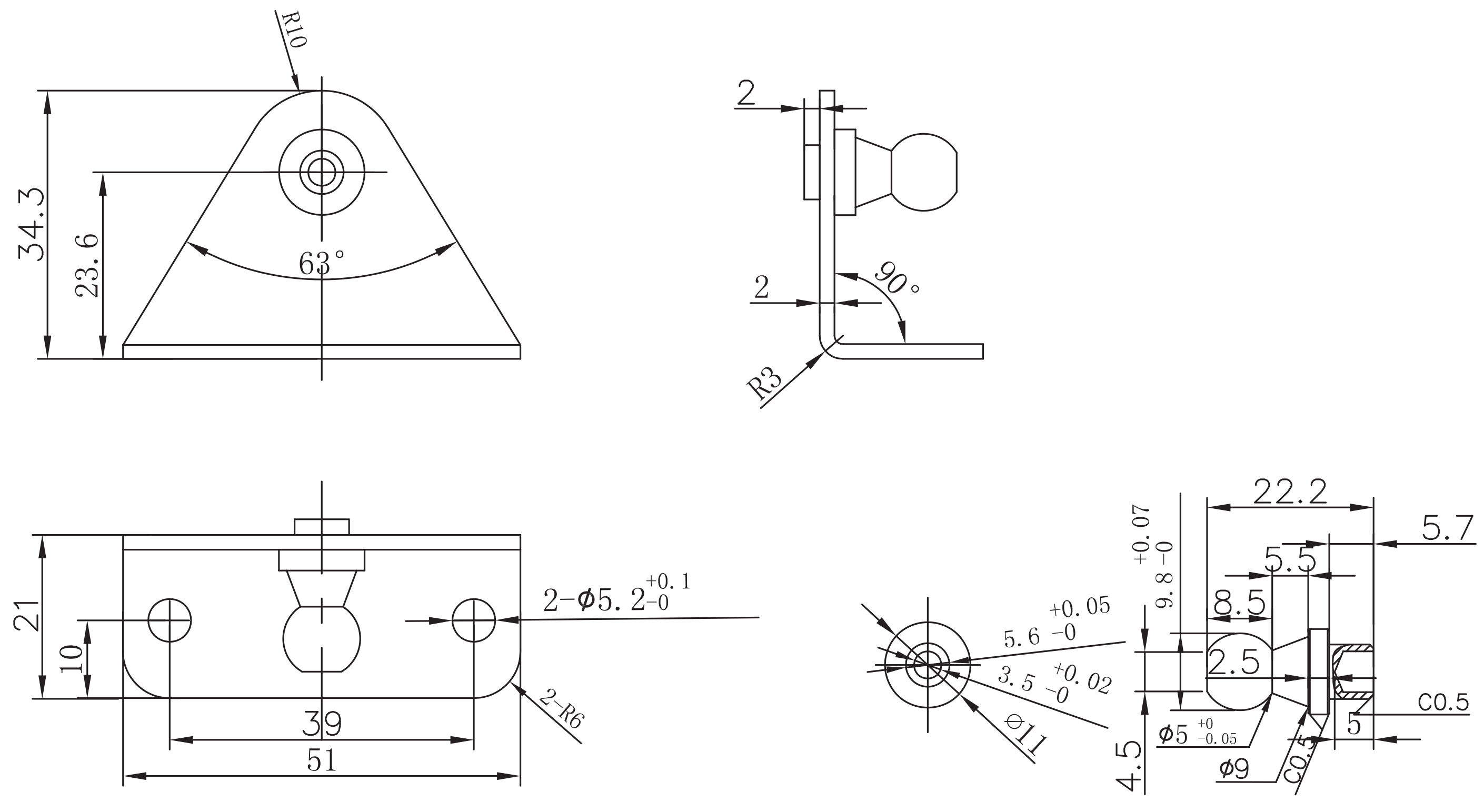 10mm Ball Socket Bracket Right Hand - LGM Hardware Ltd.LGM Hardware Ltd.