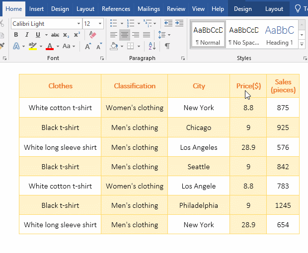 How to delete table lines in Word (one line, remove top and bottom