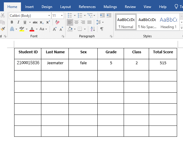 How to select, move, copy and remove a table in Word, with it can't be
