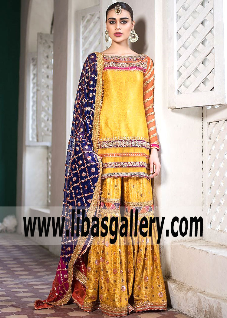 Pakistani Bridal Dresses Gharara Rochester New York USA Designer Zainab
