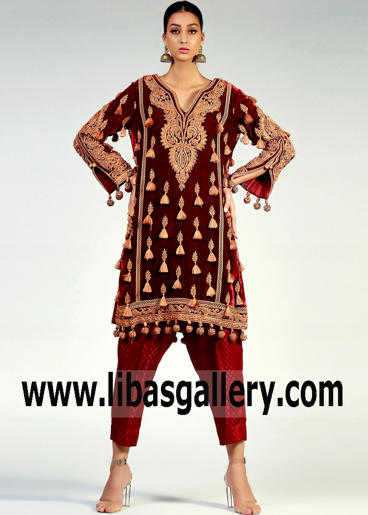 Latest Pakistani Party Dresses Velvet Zurich Switzerland Designer