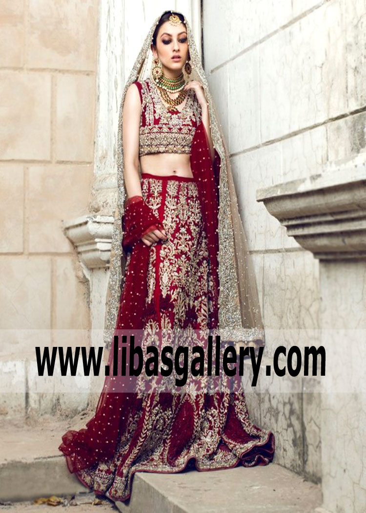 Extremely Rich Maroon Traditional Wedding Dresses Saira Shakira Wedding
