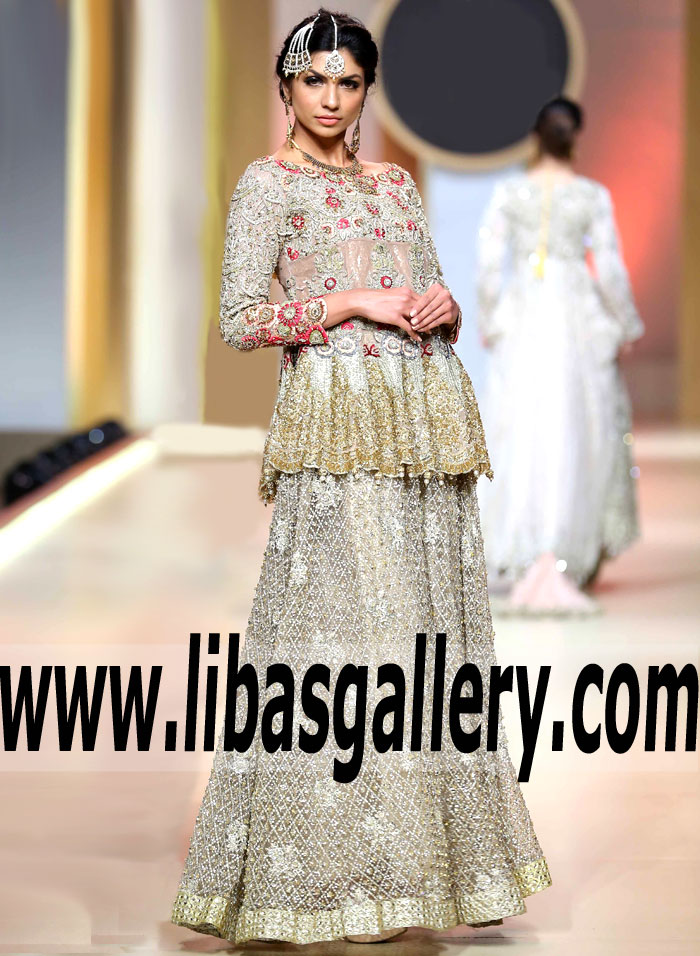 Delightful Peplum Top with Lehenga Latest Pakistani Wedding Dresses