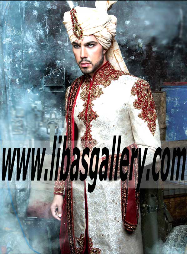 Embroidered sherwanis in dark shades for Dulha Groom perfect fitting