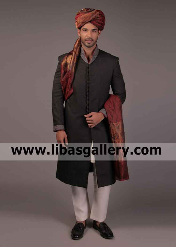 Buy elegant rich quality embellished nikah sherwani for your fair