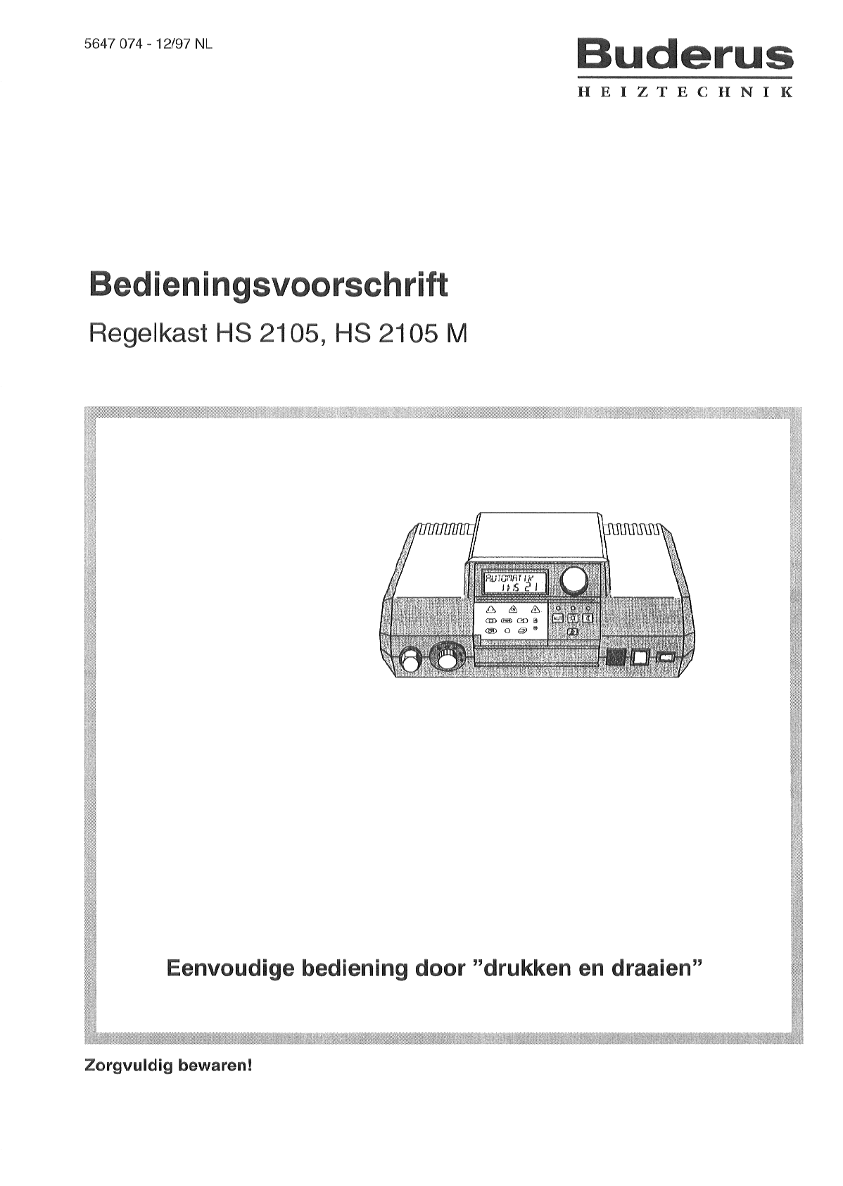 Bedienungsanleitung Buderus HS2105 (Seite 1 von 39) (Holländisch)