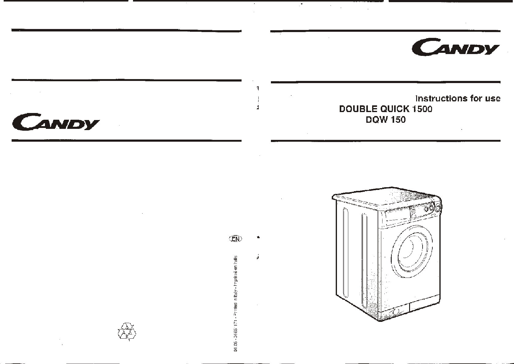 Bedienungsanleitung Candy DQW 150 (Seite 1 von 15) (Englisch)