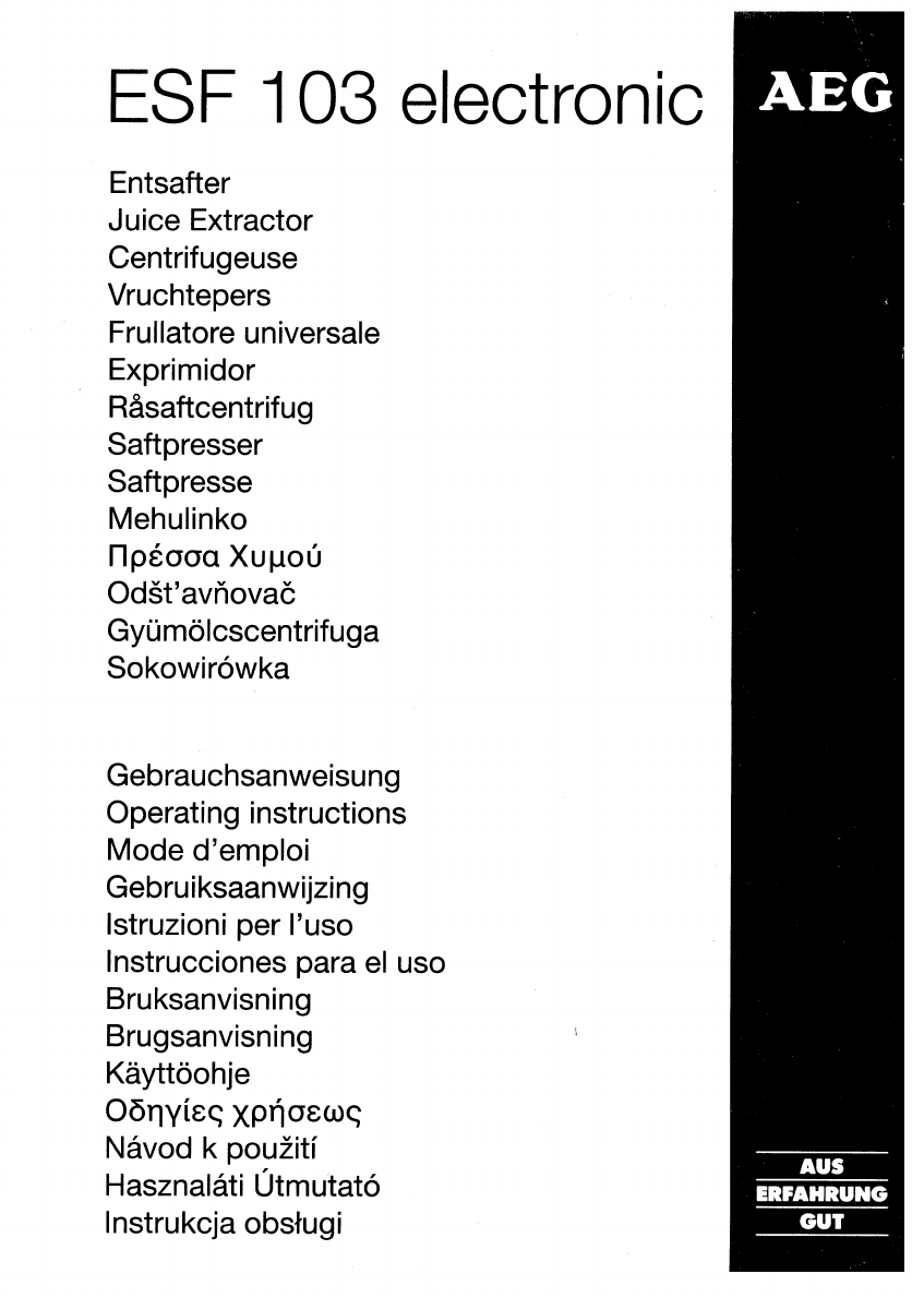 Bedienungsanleitung Aegelectrolux esf 103 (Seite 1 von 7) (Dänisch