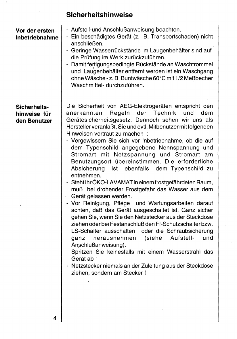 Bedienungsanleitung AEG Lavamat 4656 (Seite 4 von 36) (Deutsch)