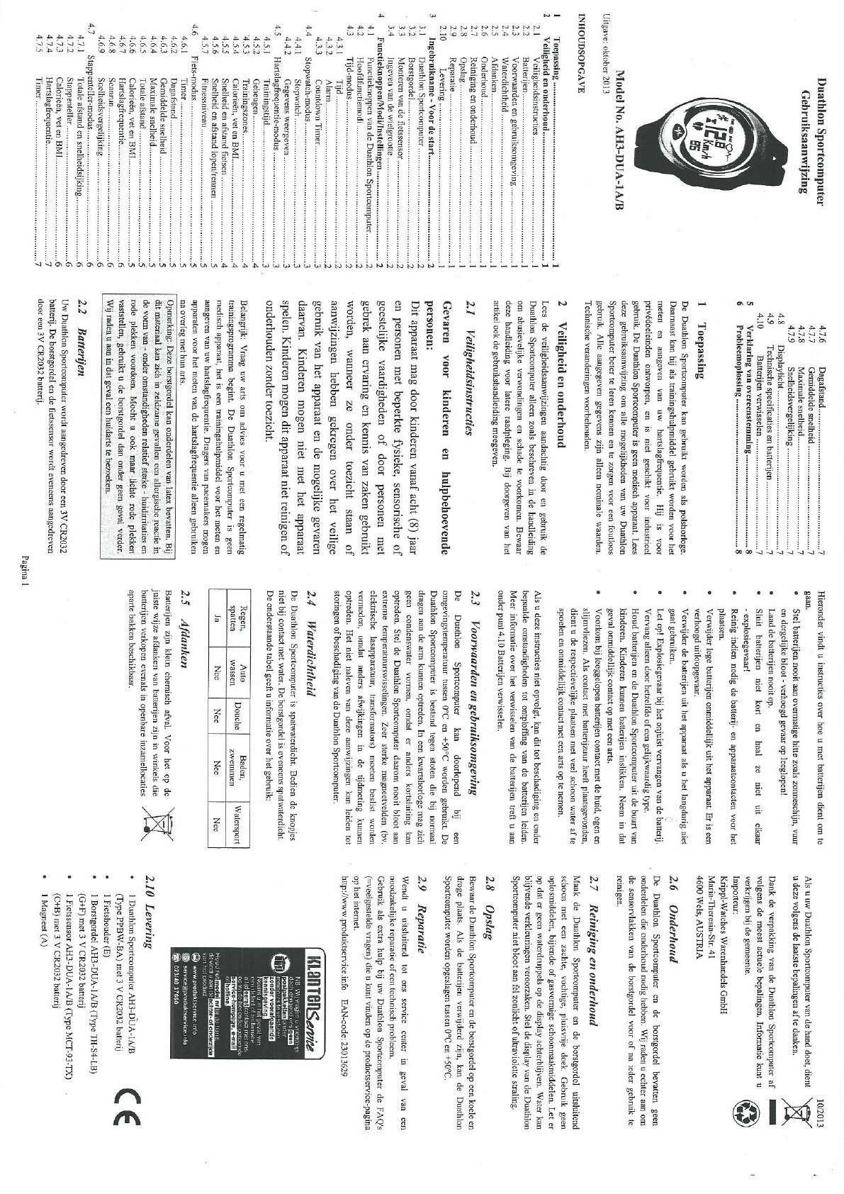 Bedienungsanleitung Ascot Aldi serie 05 2008 (Seite 1 von 8