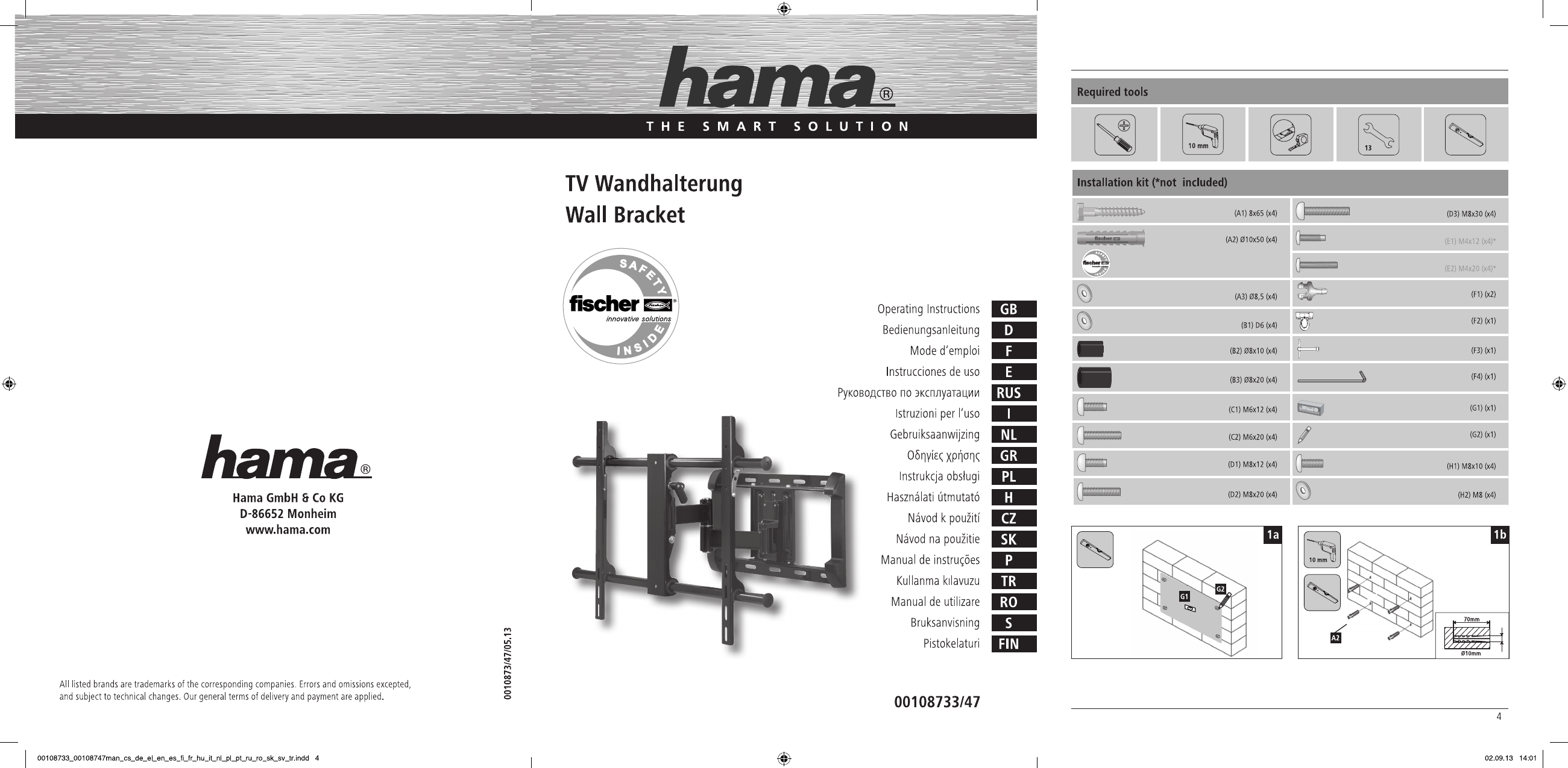 Bedienungsanleitung Hama 00108733 (Seite 1 von 18) (Alle Sprachen)