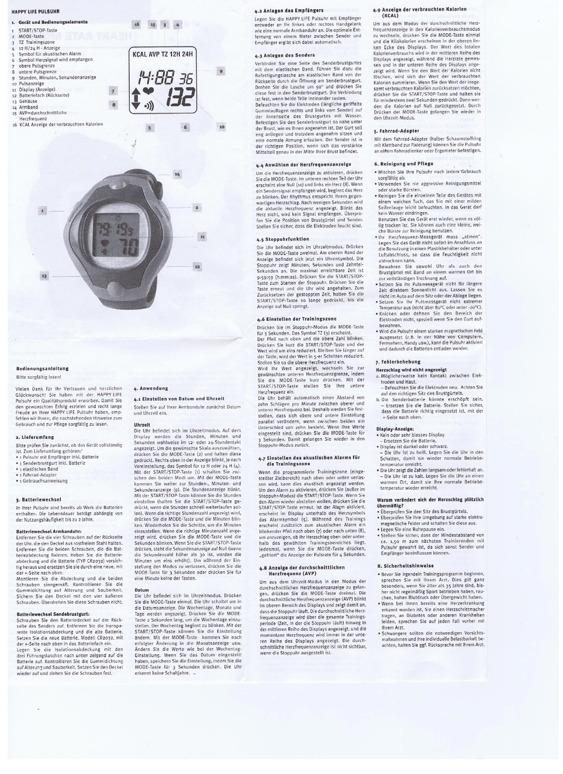 Bedienungsanleitung Medisana Happy life (Seite 1 von 2) (Deutsch)