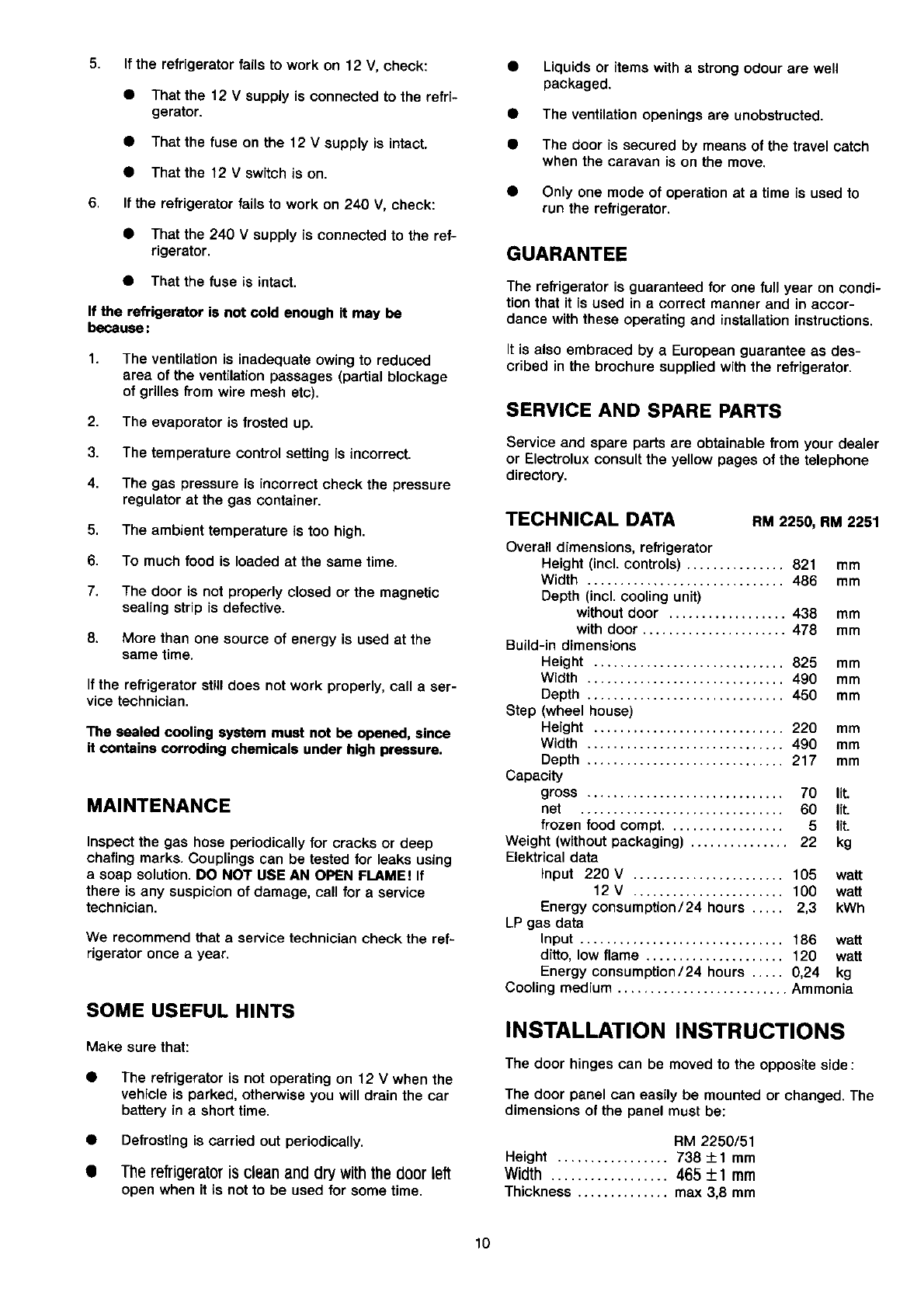 Bedienungsanleitung Electrolux RM2251 (Seite 5 von 10) (Englisch)