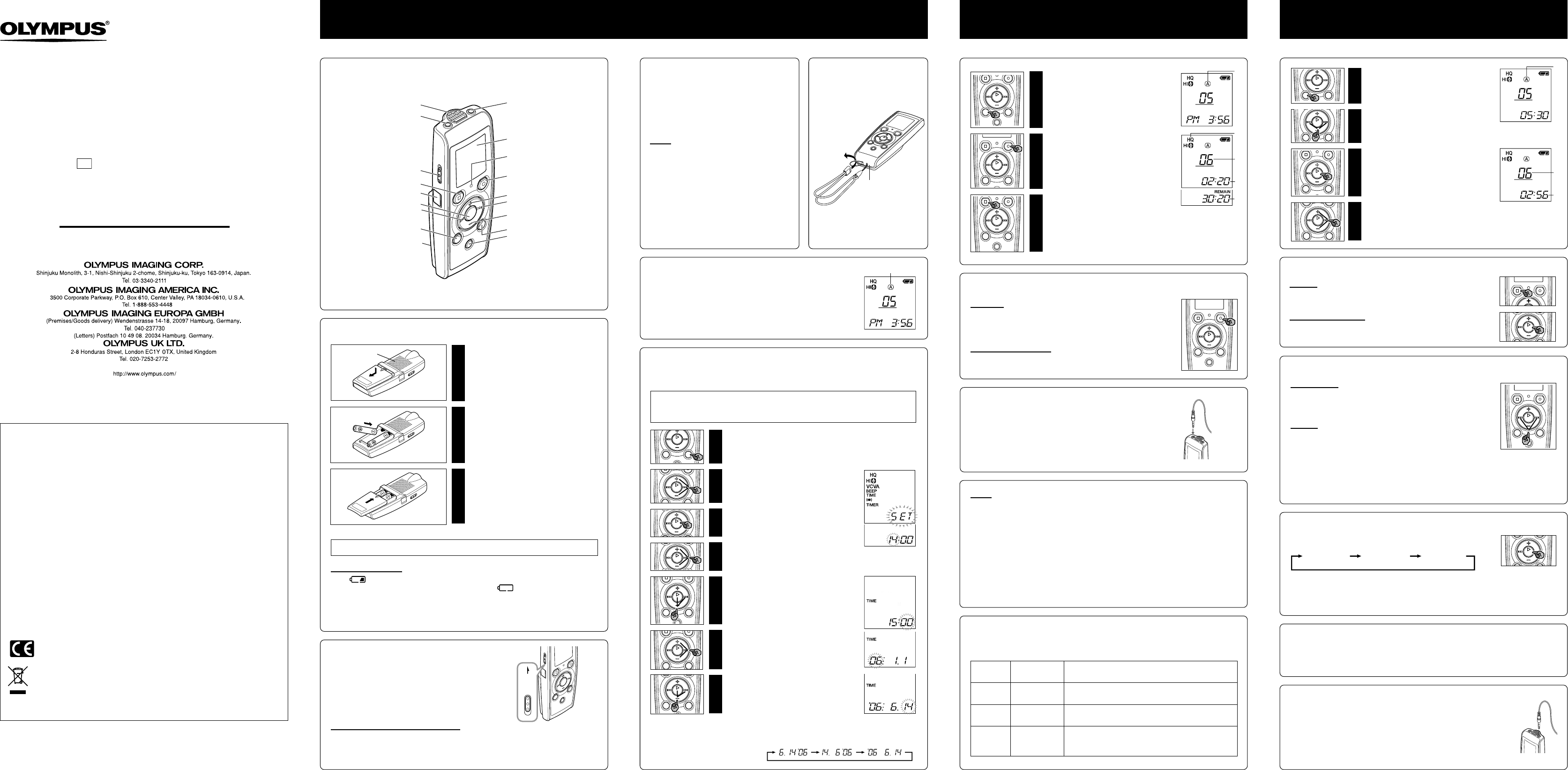Bedienungsanleitung Olympus VN2100PC (Seite 1 von 2) (Englisch)