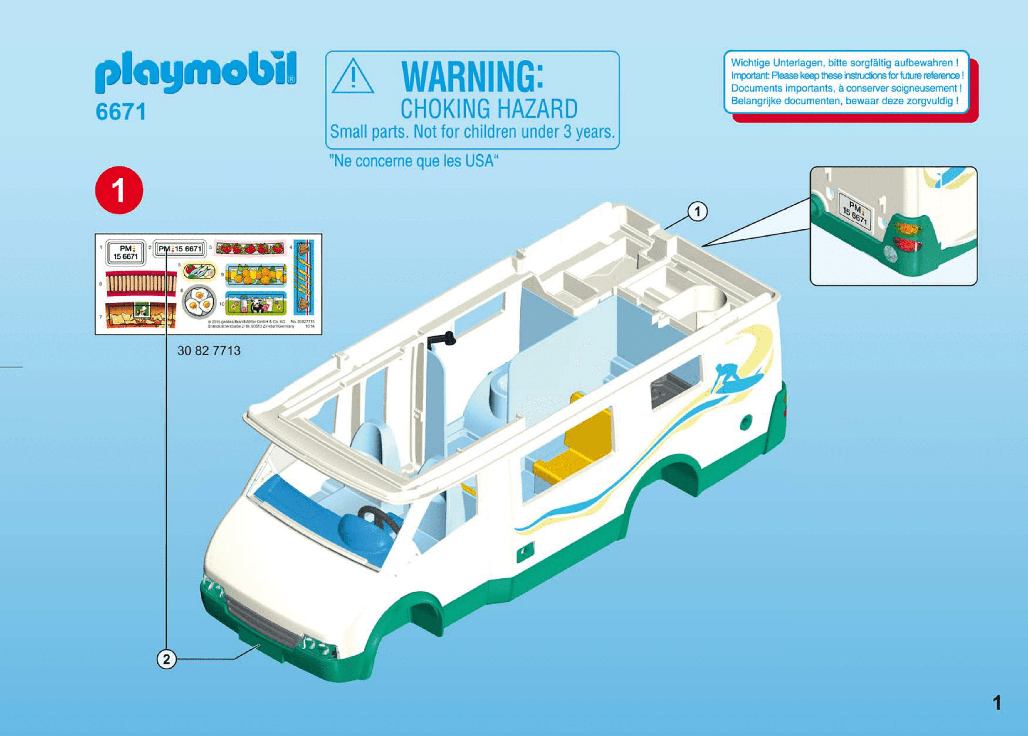 Bedienungsanleitung Playmobil 6671 Camper (Seite 1 von 8) (Alle Sprachen)