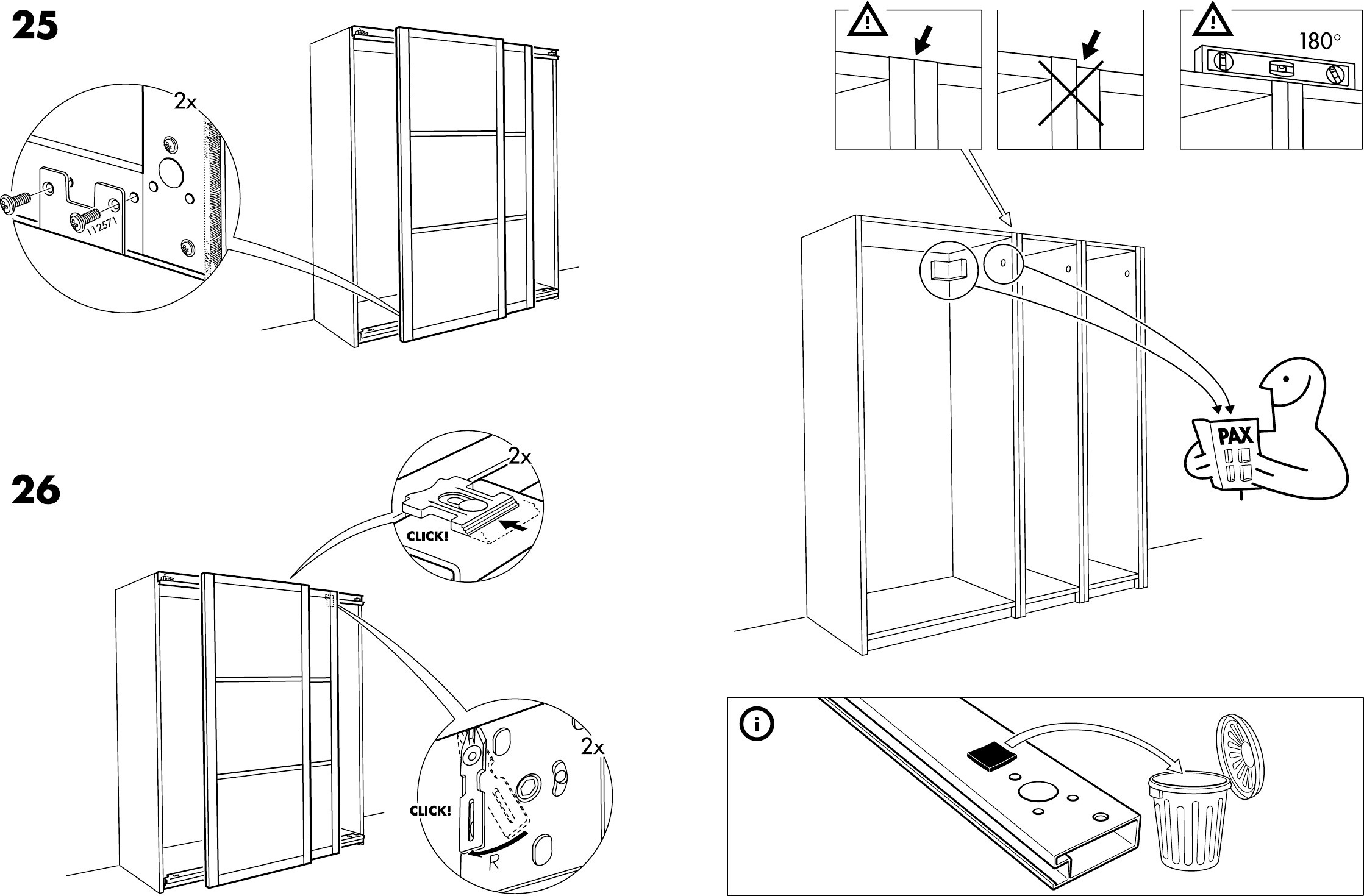 Manual Ikea Pax Hakadal Schuifdeuren (Page 1 Of 12) (English, German, Dutch, Danish, French, Italian, Polish, Portuguese, Swedish, Spanish, Norwegian, Finnish)