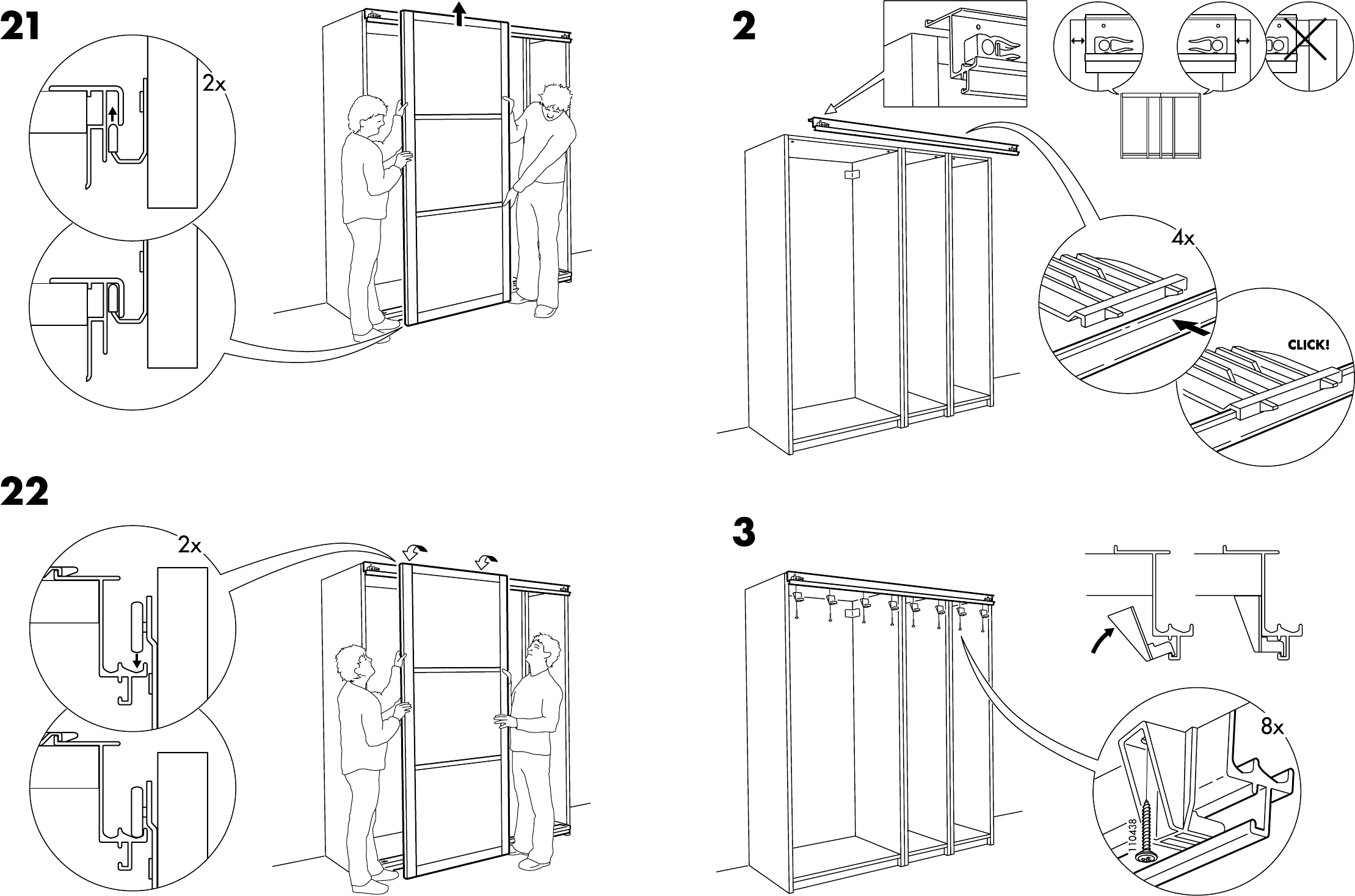 Manual Ikea Pax Hakadal Schuifdeuren (Page 10 Of 12) (English, German, Dutch, Danish, French, Italian, Polish, Portuguese, Swedish, Spanish, Norwegian, Finnish)