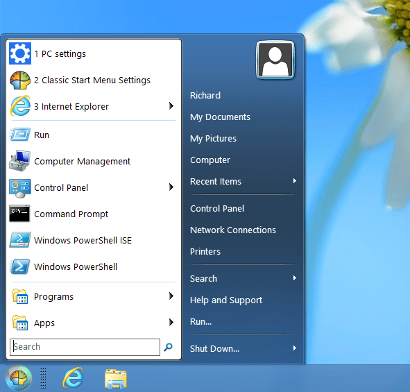 windows 7 Classic Start Menu