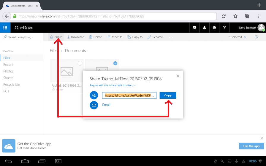 Using Microsoft OneDrive Cloud Services with the Liberty Recording System