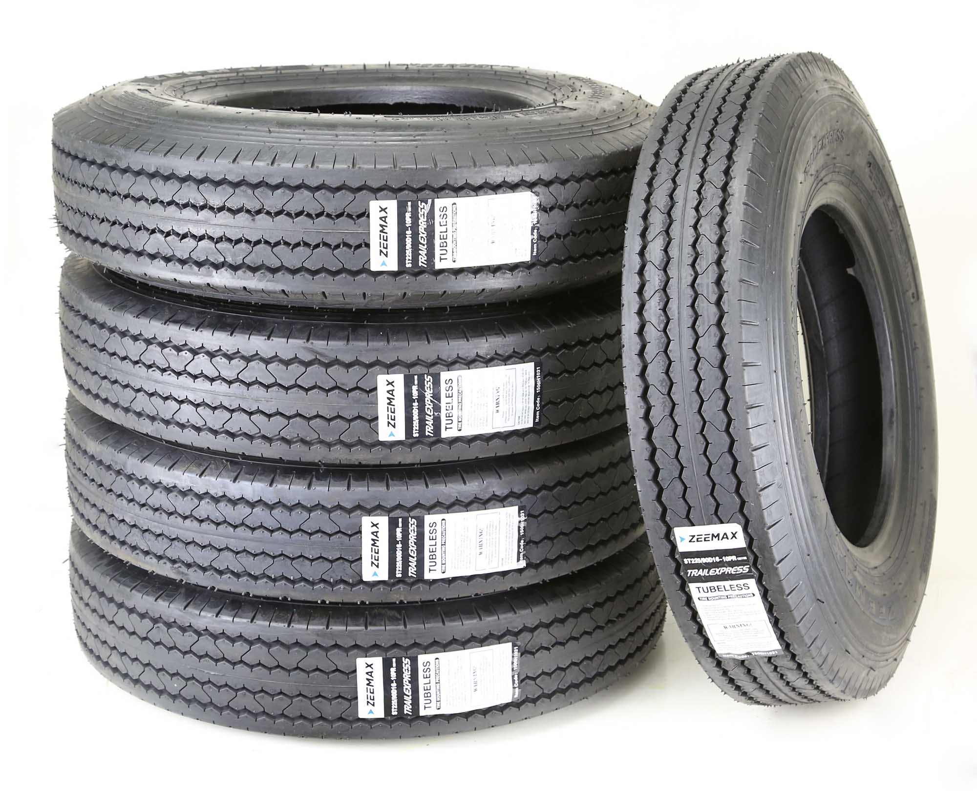 5 New ZEEMAX Heavy Duty Trailer Tires ST225/90D16 /7.5016 10 PR LR E