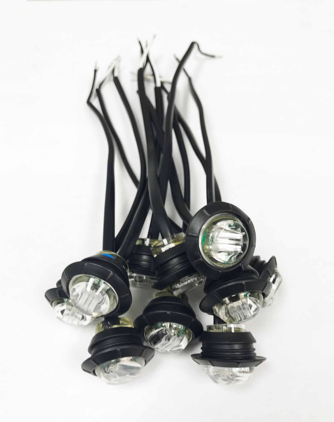 10 New 3/4" Blue / Clear LED Marker Clearance Lights 4 Trailer Truck RV