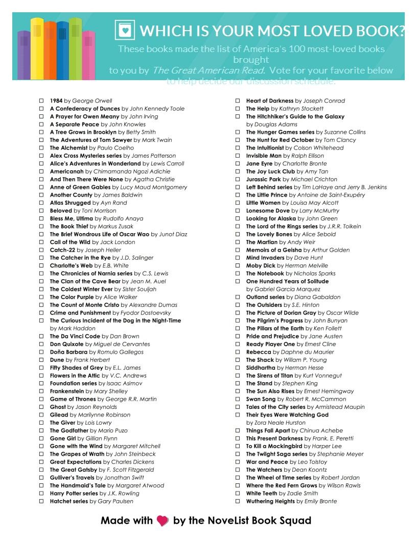 Great American Read List 2023 Libraryaware Club Scene - The Great American Read