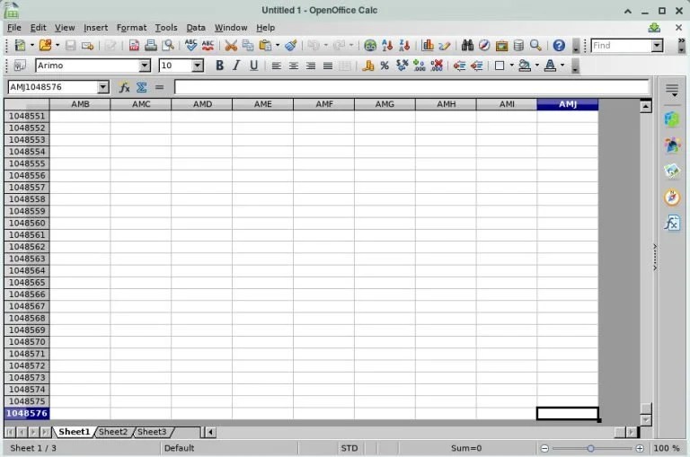 Maximum Number of Rows, Columns, and Cells in LibreOffice Calc