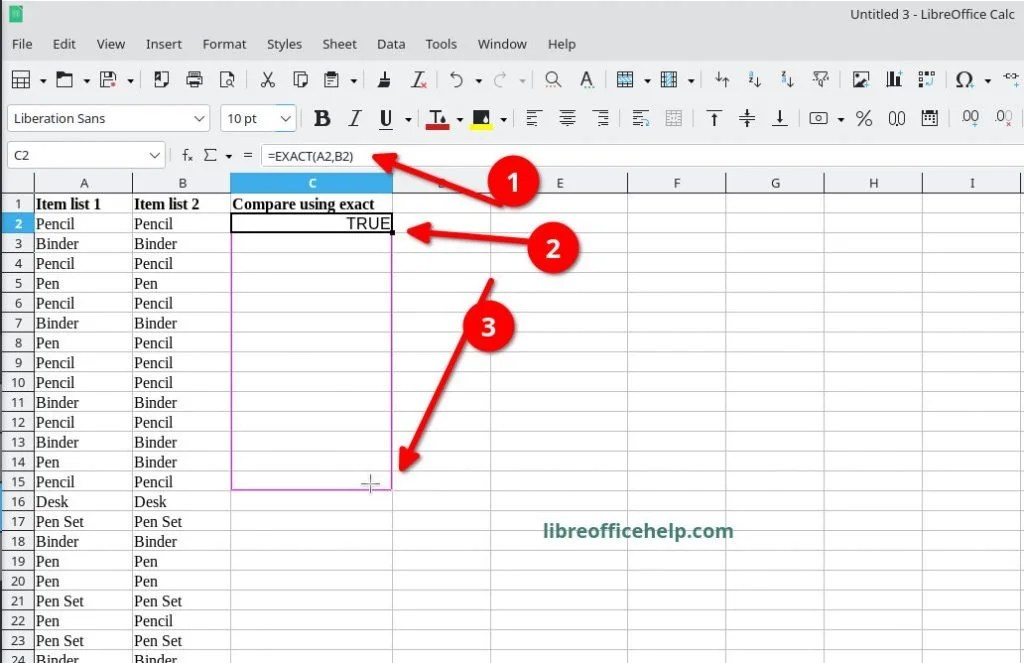 3 Ways to Compare Two Columns in LibreOffice Calc Cells [with Examples]