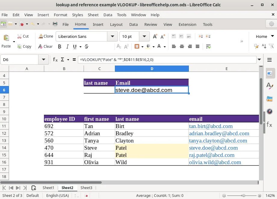 VLOOKUP with Examples in LibreOffice Calc