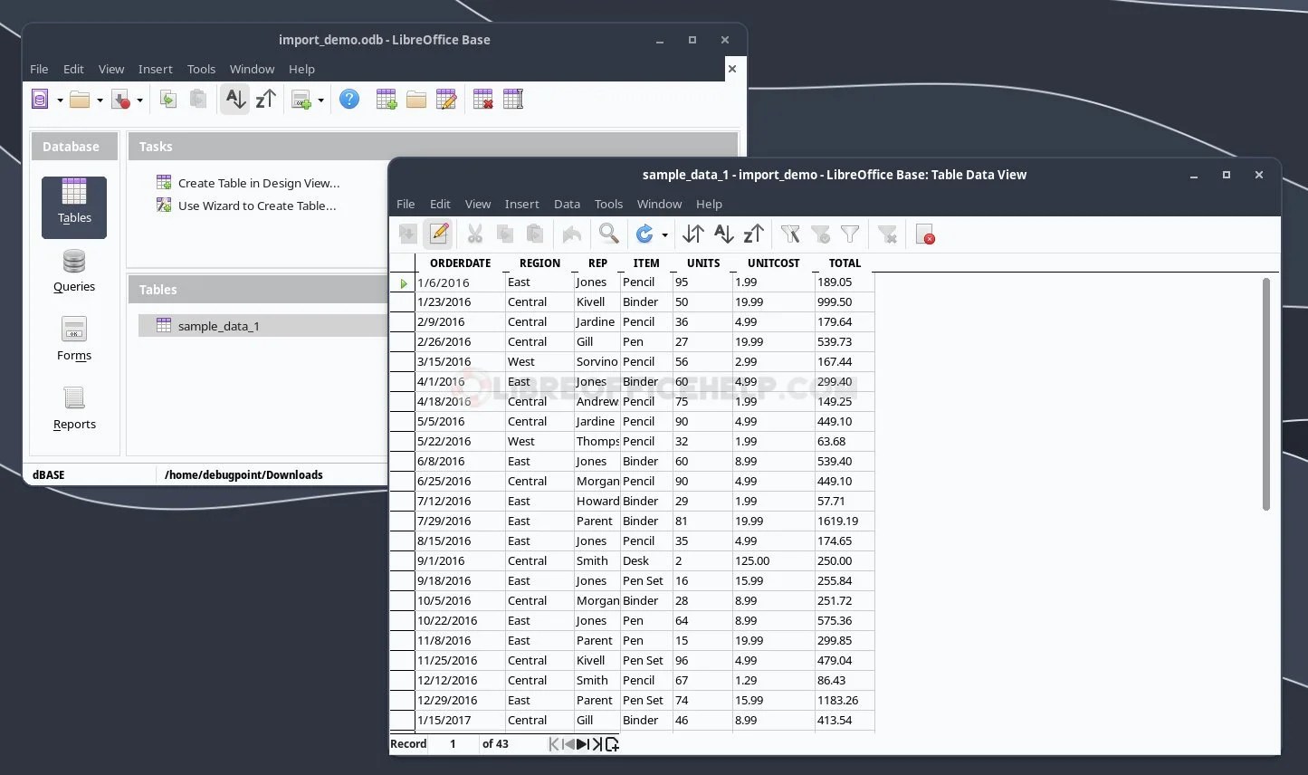 How to Import Calc Spreadsheet to Base Database Table