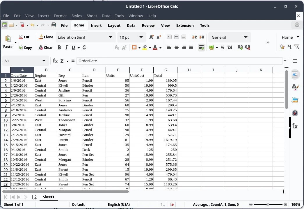 How to Import Calc Spreadsheet to Base Database Table