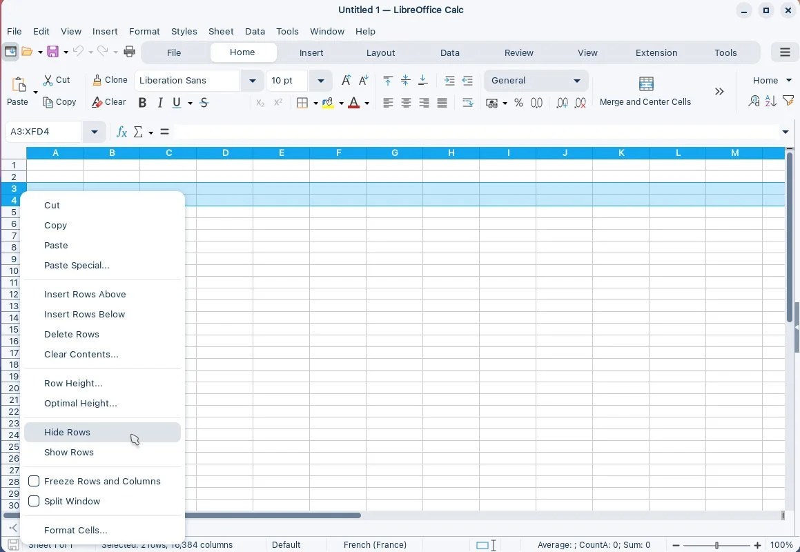 How to Hide Columns and Rows in LibreOffice and OpenOffice